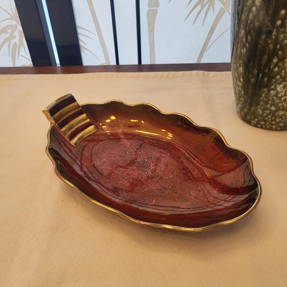 Art Deco Hand Painted & Enamel Carleton Ware Rouge Royale Candy Dish - England